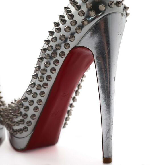 Christian Louboutin Alti 160 Spiked Metallic Leather Platform Heels 40.5 - Picture 13 of 16